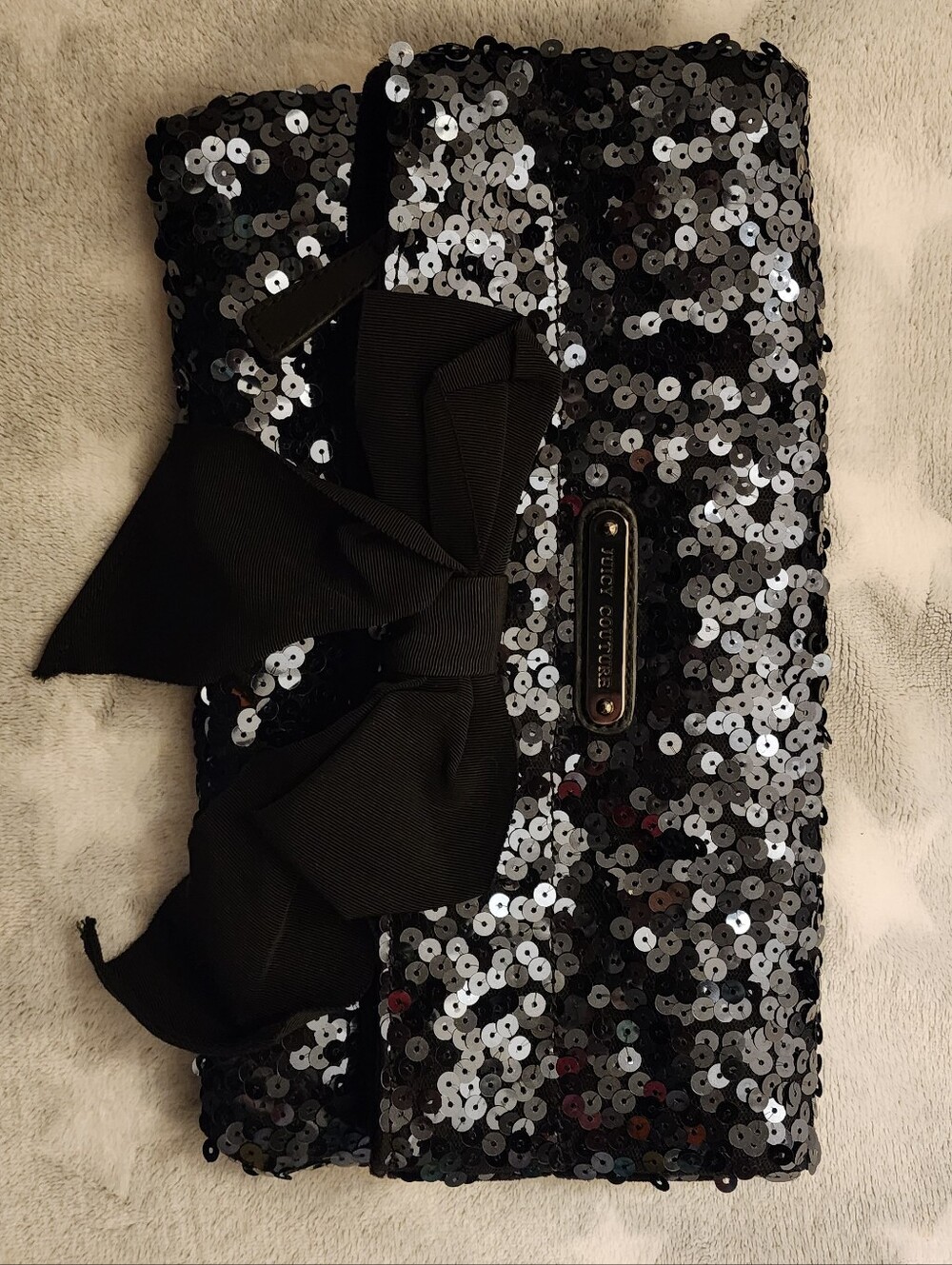 Juicy Couture Black/Blue Clutch Purse With Sequins